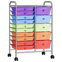 XXL 15-Drawer Mobile Storage Trolley Multicolour Plastic - £83.91 GBP