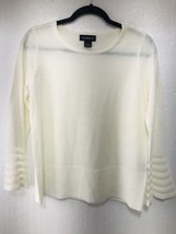 Liz Claiborne Womens Small Cream Flounce Trumpet Lace Cuff Tunic Sweater - £12.04 GBP