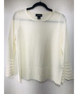 Liz Claiborne Womens Small Cream Flounce Trumpet Lace Cuff Tunic Sweater - $15.20