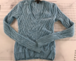 Ralph Lauren Black Label Cashmere Sweater Womens Medium Blue Cable Knit - $89.09