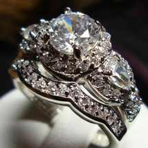 2.75 Ct Round Moissanite Wedding Engagement Bridal Set Ring Solid 10k White Gold - £514.72 GBP