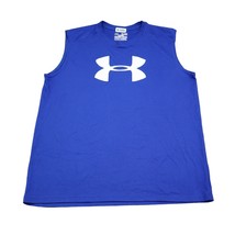 Under Armour Shirt Boys YXL Youth XL Blue Tank Top Loose Heat Gear Sleev... - $18.69