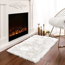 Latepis White Sheepskin Rug 2 X 3, Faux Fur Sheepskin Rug For Living, Rectangle. - £26.54 GBP