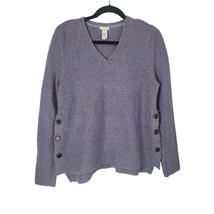 J.Jill Alpaca Cotton Blend Sweater SP Womens Purple V Neck Pullover Side Buttons - £21.71 GBP