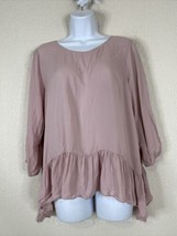 Simply Vera By Vera Wang Womens Size L Pink Ruffle Top 3/4 Sleeve - £5.74 GBP