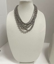 8 Chain Silver Tone Vintage Necklace Vincero Signed - $11.25