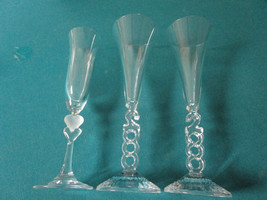 Crystal Champagne Goblets Gorham Hearts &amp; Crystal D&#39;arques 2000 Millenium 3 Pcs - £59.35 GBP