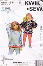 Vintage 1986 Girl&#39;s KNIT TOPS &amp; TIGHTS Pattern 1591-ks Sizes 8-10-12-14 UNCUT - £9.59 GBP