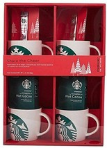Starbucks Gift Pack 4 Porcelain 14oz Coffee Mugs Via Instant & Hot Cocoa Packets - $29.95