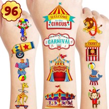 96PCS Carnival Circus Colorful Animals Temporary Tattoos Theme Birthday ... - £19.42 GBP