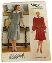 Vogue Sewing Pattern 1297 A-Line Dress Bellville Sassoon Collar Cut to Size 12 - £15.94 GBP