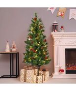 Pre-LIt LED Christmas Pine Tree Topiary Planter Urn Outdoor Holiday Deco... - $65.19 CAD