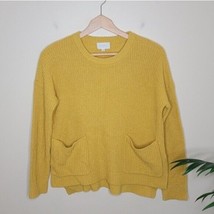 Melloday | Mustard Yellow Knit Sweater with Front Slip Pockets, womens size XS - £16.67 GBP