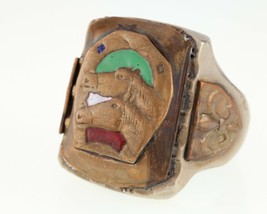 Mexican Biker Ring with Horses and Enamel Accents Size 11.5 - $742.49