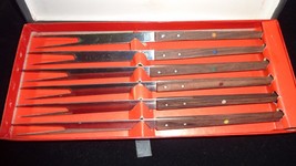 Set of 6 Fondue Skewers Teak Handle Made In Japan Style #Fon - 012 - $41.53