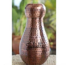 Pure Copper Antique Dark Matka Hammered Design Bedroom Water Bottle with Inbuilt - £48.30 GBP