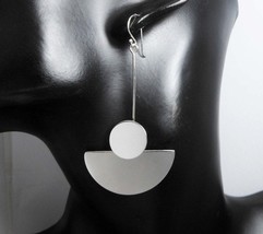 Half Moon &amp; Full Moon Dangle Earrings 925 Sterling Silver, Handmade Womens Gifts - £40.09 GBP