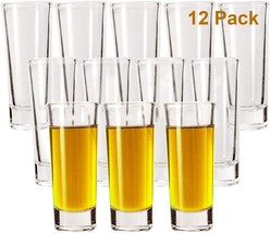 12 Shot Glasses 2oz each Clear Heavy Base  Shot Glass for Spirits &amp; Liquors NEW - £22.47 GBP