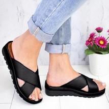 Summer Women Slippers Ethnic Wind Cross Strap Slides Women Shoes Thick Bottom Se - £36.36 GBP