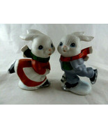 Vintage Homco Home Interiors Christmas Figurines Bunny Rabbit Ice Skatin... - $20.15 CAD