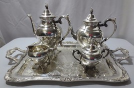 5 Piece Wm Rogers International Silver Tea~Coffee~Cream~Sugar Wait Tray - £186.97 GBP