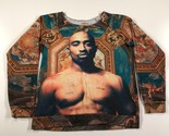 Tupac Camicia Uomo Piccolo Marrone Blu Ovunque Girocollo Stampa Hip Hop ... - $27.69