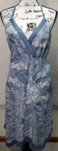 INC International Concepts Dress Womens Size 8 Blue Paisley Wrap V Neck Side Zip - £19.58 GBP