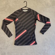 Nike Pro Combat Shirt Womens Medium Pink Long Sleeve V-Neck Dri Fit Fitted - $13.46