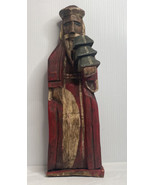 Wooden Primitive Santa W/ Tree Hand Carved Hand Painted 16.5” Folk Art - £54.33 GBP
