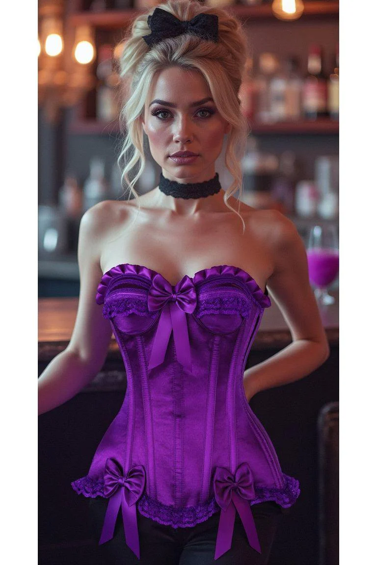 Top Drawer Purple Satin Steel Boned Burlesque Corset ~ TD 432 - $130.00