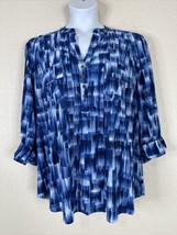 NWT Cocomo Womens Plus Size 2X Blue Pocket V-neck Stretch Blouse 3/4 Sleeve - £22.82 GBP