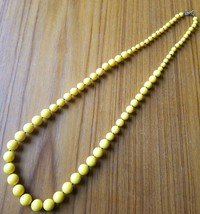 Vintage Yellow  32&quot; Graduated Bead Necklace with metal separators - £10.66 GBP