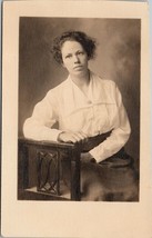 RPPC Lovely Edwardian Era Woman Seated Studio Photo Postcard V15 - £6.35 GBP