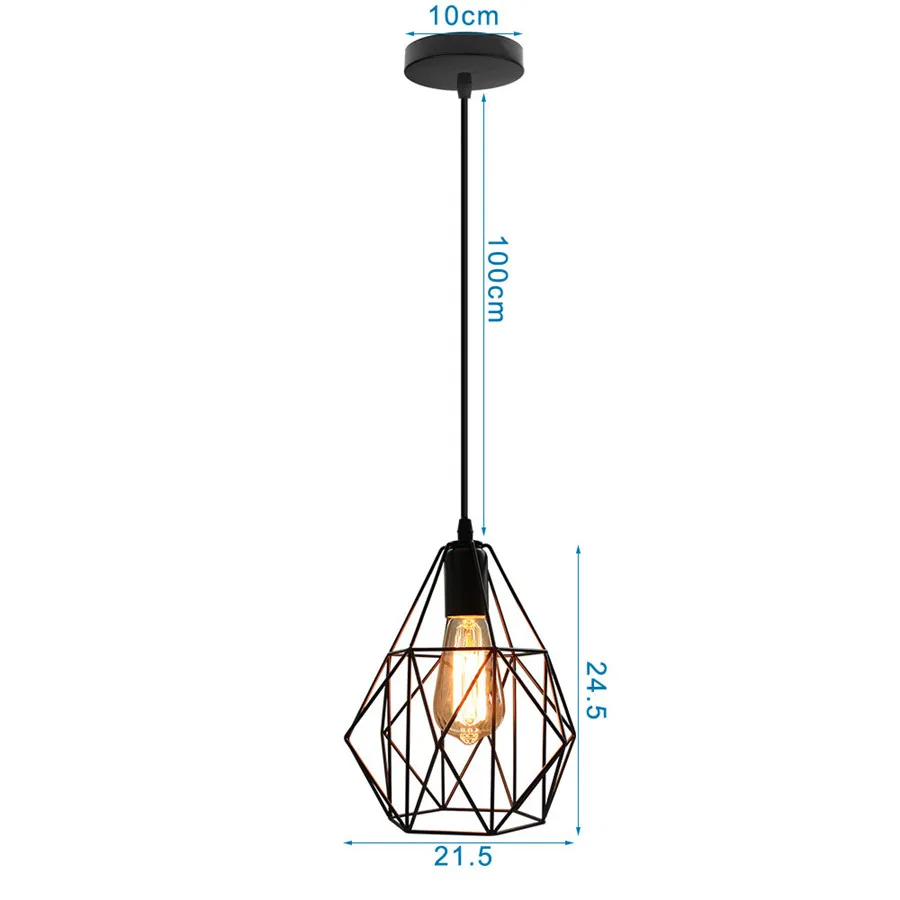 Industrial  Wired Cage Pendant Lights  Hanging Lamp E27 Luminaire Suspen... - $207.30