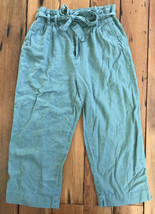Velvet Heart Green Belted Linen Rayon Wide Leg Travel Paper Bag Pants M ... - $29.69