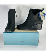 New! Women&#39;s Size 8.5 TOMS Sutton Ankle Wedge Boots Shoes All Black Suede - $29.99