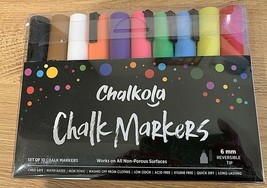 Chalk Markers Set of 10 Colors Works on all Non-Pourous Surfaces 6mm Reversible - £12.46 GBP