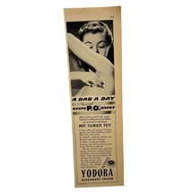 Yodora Deodorant Cream Vintage Print Ad 1942 Feminine Hygiene Health Advertising - £7.47 GBP