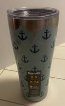 30 oz 18/8 Stainless Steel Tervis Tumbler with Lid Nautical Anchor Scallop - £21.25 GBP