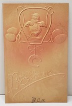 Easter Greetings Airbrushed Embossed Chick A Swing and Horseshoe Postcard C18 - £4.75 GBP