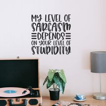 My Level of Sarcasm Depends on Your Level of Stupidity Vinyl Decal Stick... - $9.79