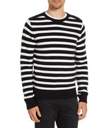 FRAME Stripe Crewneck Merino Wool Blend Sweater Black/Ivory-Size Medium - $1,583.12 MXN