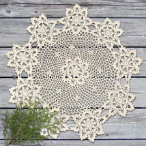 Vintage Hand Crochet Cotton Lace Doilies Round Tablecloth Decoration 23&quot;... - £10.88 GBP