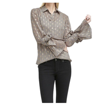 Banana Republic Dillon Gold Sheer Blouse Top Size XS Taupe Office Bell S... - $16.82