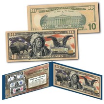 Americana Images of Historical U.S. Currency $10 Bill * BISON - INDIAN - EAGLE * - £21.97 GBP