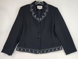 Morgan Miller Jacket Womens 14 Black Beaded Grannycore Formal Vintage Bl... - $37.61