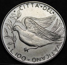 Vatican 100 Lire, 1971 Gem Unc~Dove With Olive Branch~Free Shipping - £8.20 GBP