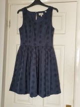Jack wills broderie anglaise Size 8 navy blue cotton dress fit and Flare - £11.97 GBP
