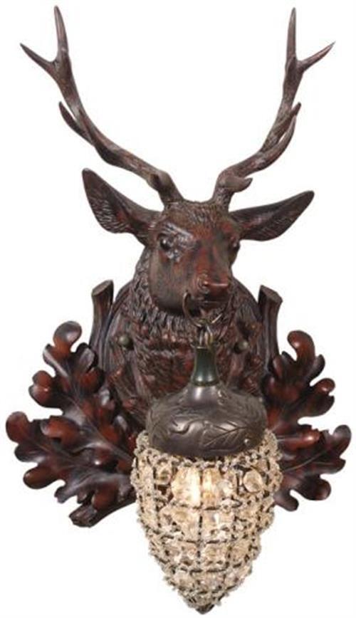 Wall Sconce Regal Stag Head Left Facing Crystal Bead Hand Cast Resin OK Casting - $539.00