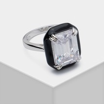 925 silver square black base design ring - £43.91 GBP